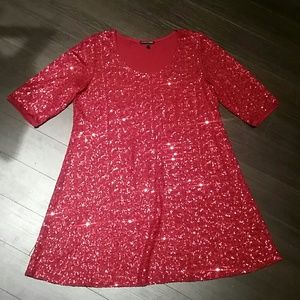 Reddish burgandy sequin short dress or tunic